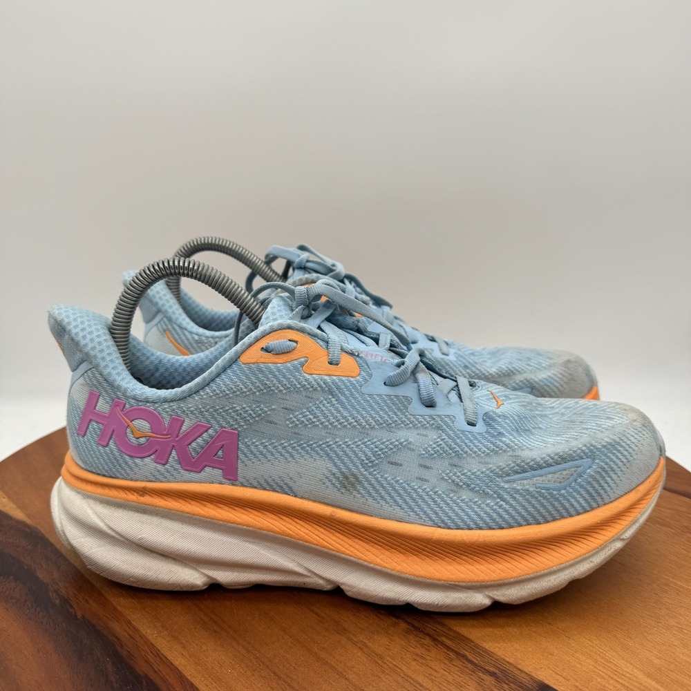 Hoka One One Clifton 9 Womens Size 10.5 Blue Athletic Running Shoes Sneakers